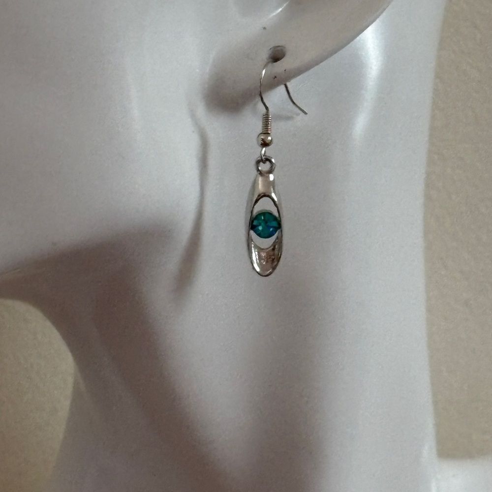 Blue Rhinestone Drop Earring - Picture 2 of 3